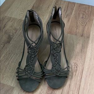 Green strappy high heel sandals